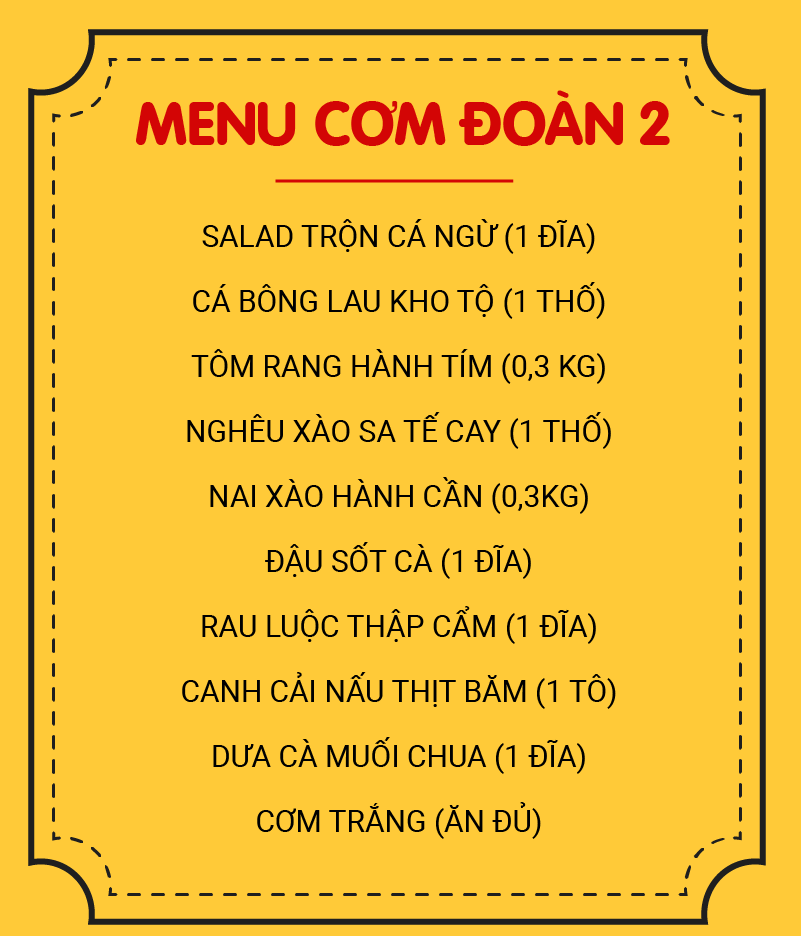 MENU CƠM ĐOÀN 2