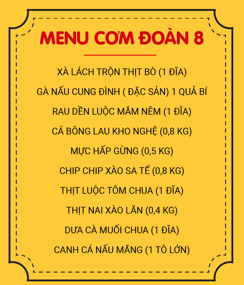 MENU CƠM ĐOÀN 8