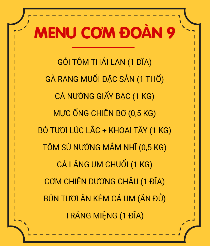 MENU CƠM ĐOÀN 9