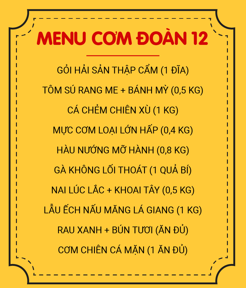 MENU CƠM ĐOÀN 12