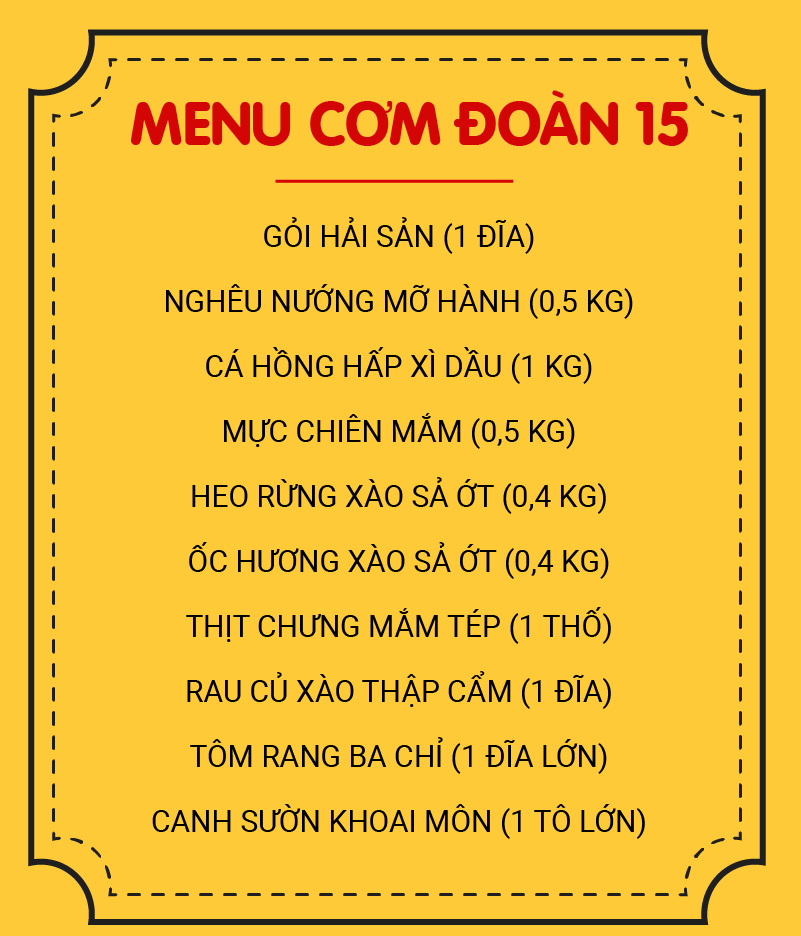 MENU CƠM ĐOÀN 15