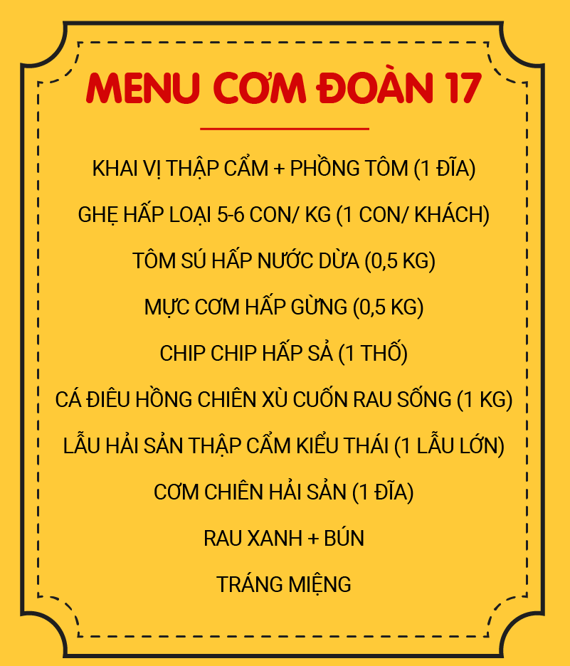 MENU CƠM ĐOÀN 17