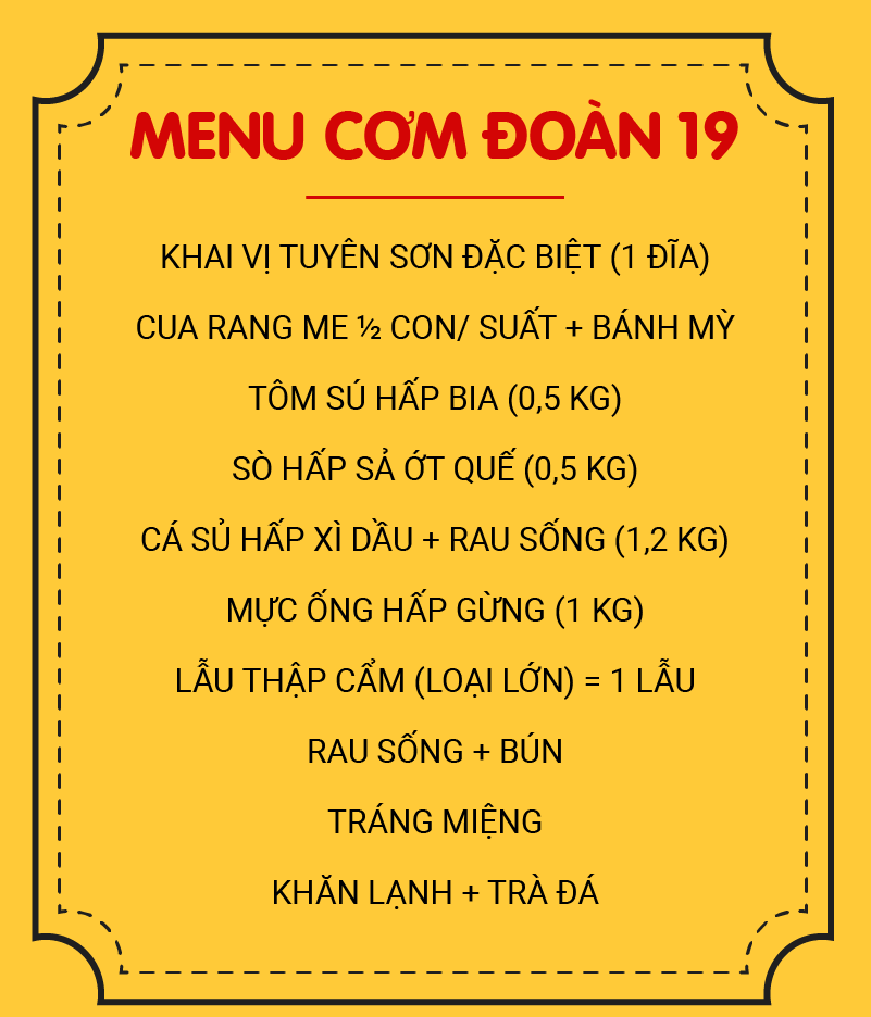 MENU CƠM ĐOÀN 19