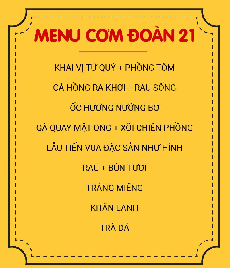 MENU CƠM ĐOÀN 21