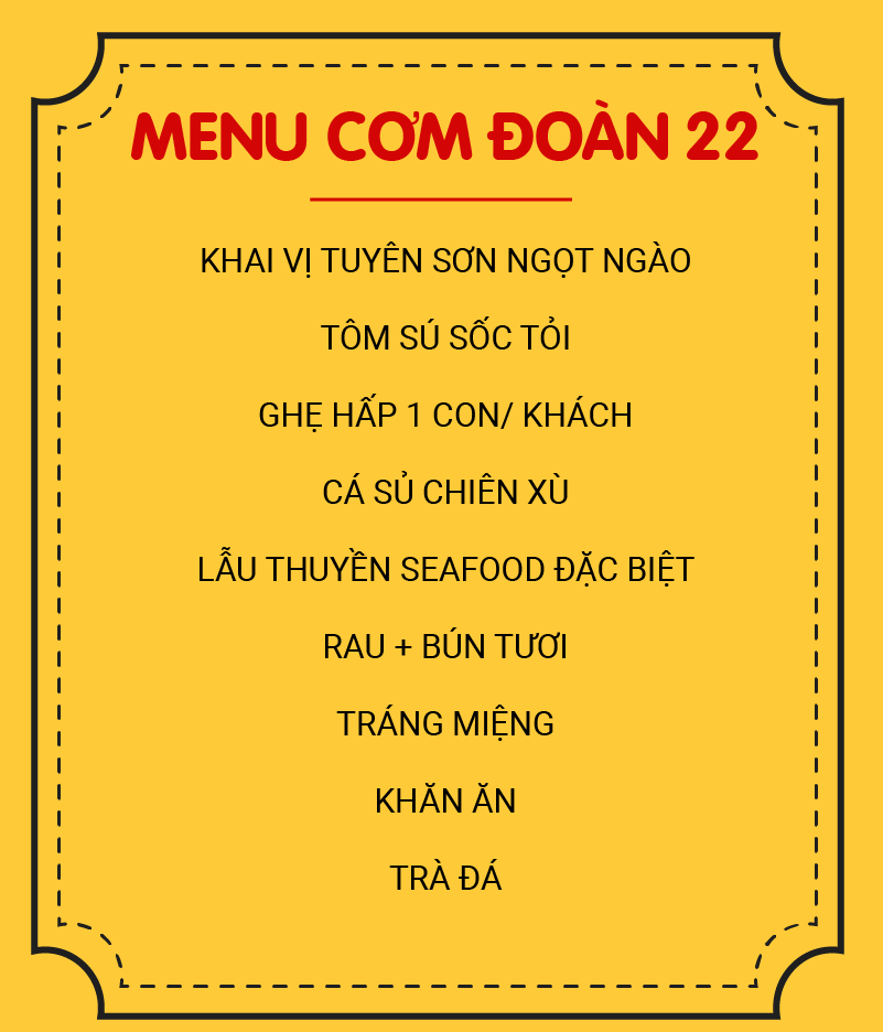 MENU CƠM ĐOÀN 22