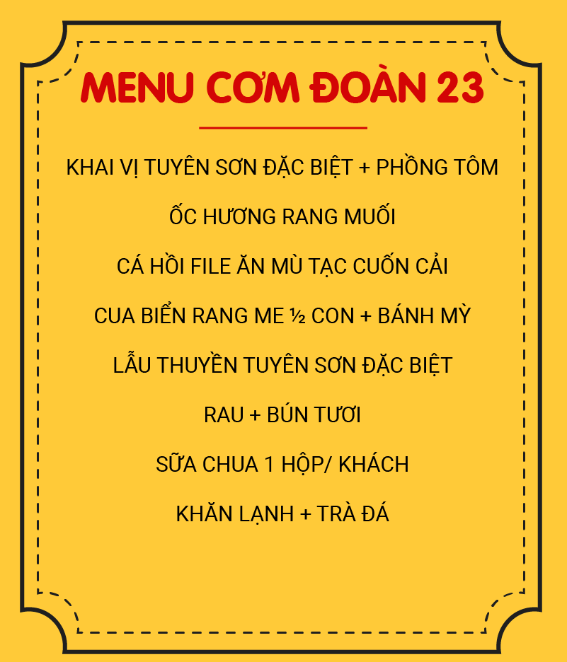 MENU CƠM ĐOÀN 23