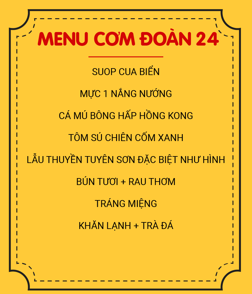 MENU CƠM ĐOÀN 24