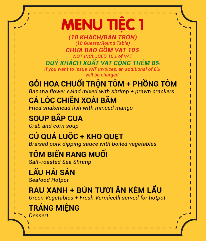 MENU TIỆC 1