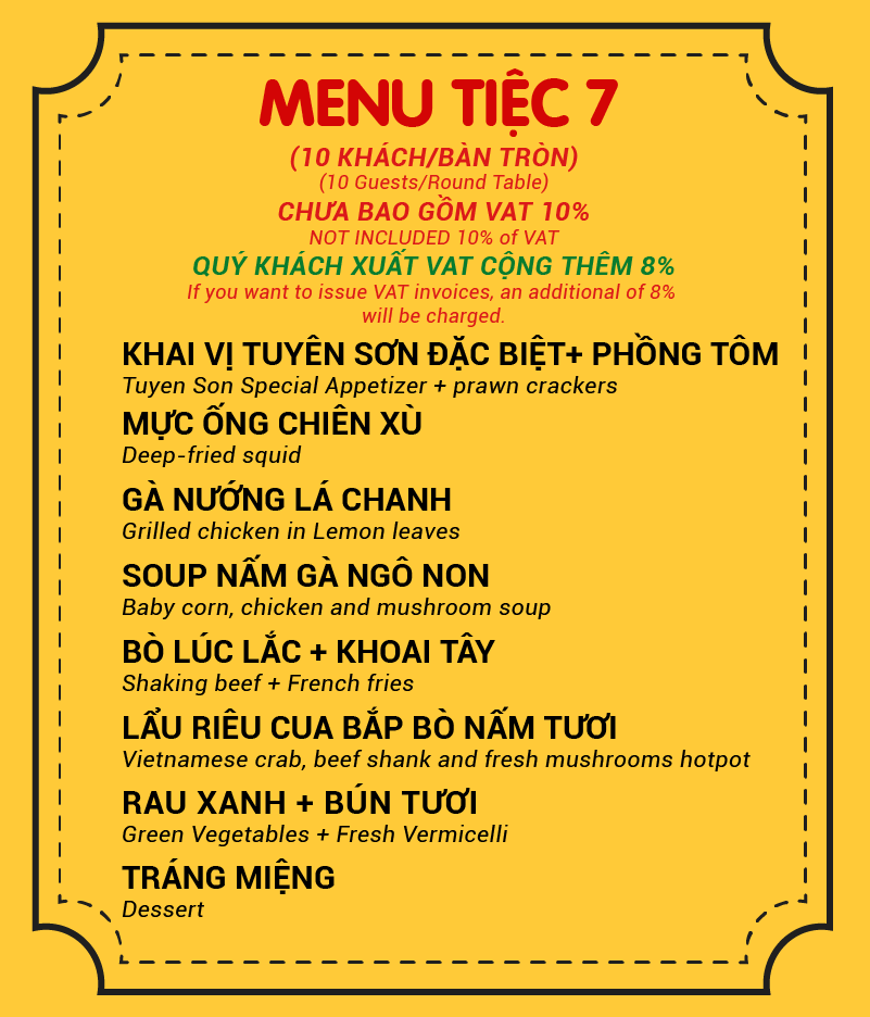 MENU TIỆC 7