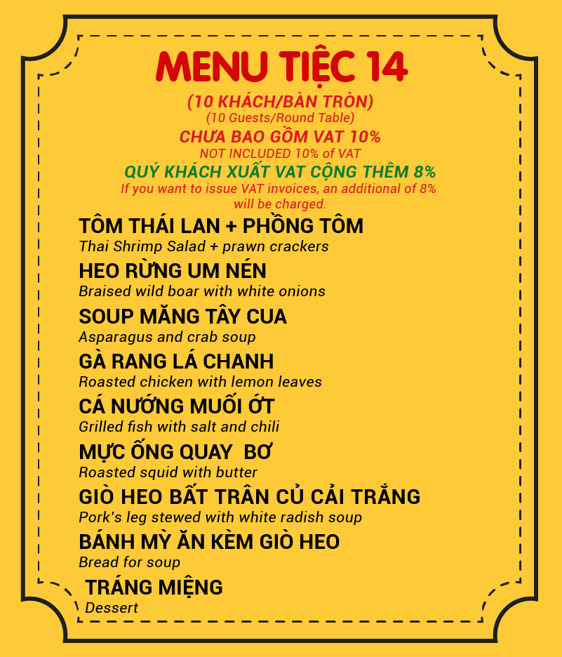 MENU TIỆC 14